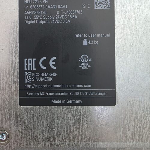 Steuerungseinheit Siemens SINUMERIK 840D sl NCU 720.3 PN   Typ: 6FC5372-0AA30-0AA1