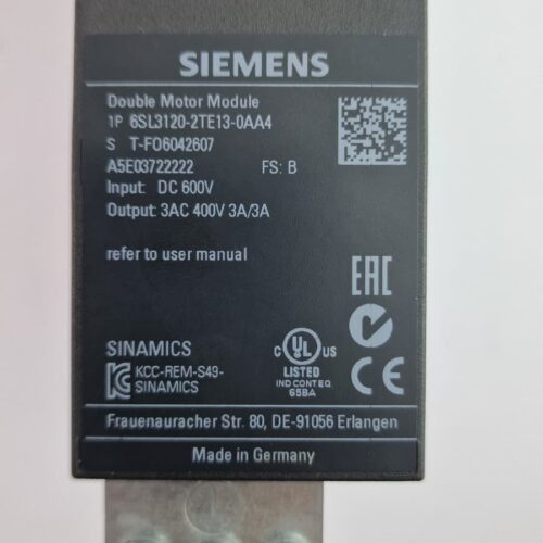Double Motor Module Siemens SINAMICS S120 Typ: 6SL3120-2TE15-0AA4