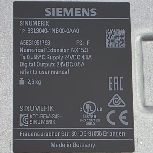 Numerical Extension Siemens SINUMERIK NX15.3 Typ: 6SL3040-1NB00-0AA0